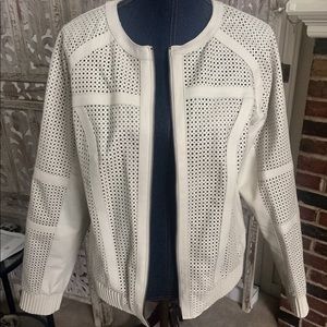 Buckle Cream Faux Leather Jacket